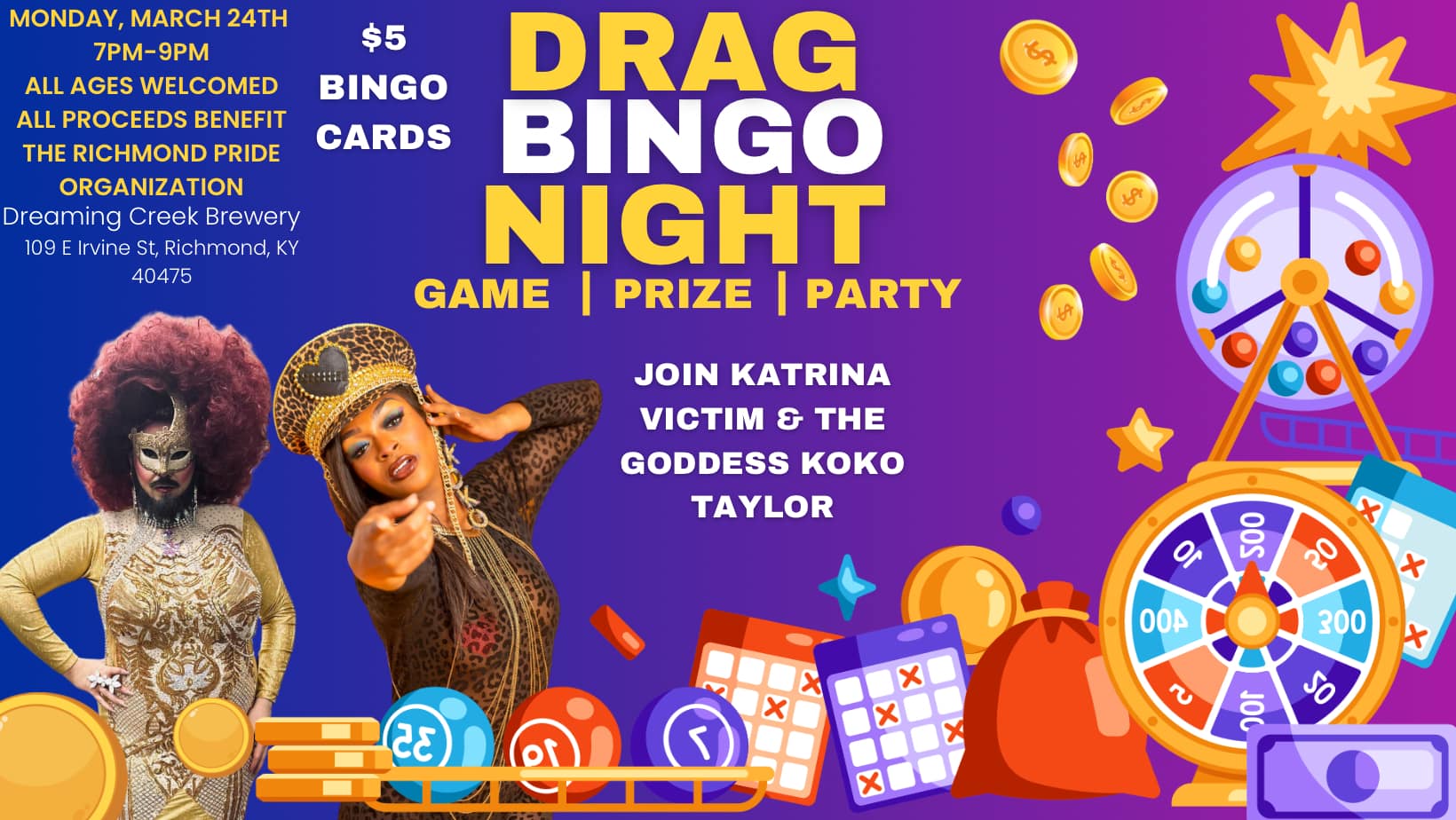 Drag Bingo Night with $5 Bingo Cards