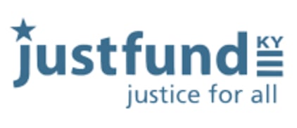 JustFund KY Logo with Justice for all slogan