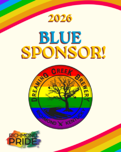 Poster for 2026 Blue Sponsor showing a rainbow Dreaming Creek Brewery logo